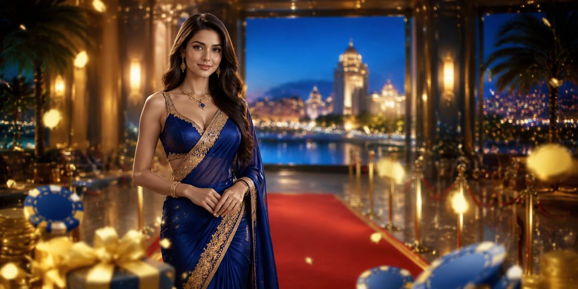 Indian casino entertainment with blue and gold accents